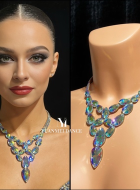 源美舞服 拉丁舞仿奥钻项链 专业黑池比赛成人国标摩登吊坠脖饰