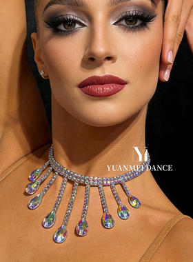 源美舞服 拉丁舞仿奥钻项链 专业黑池比赛成人国标摩登吊坠脖饰
