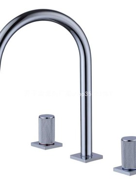 亮铬色 双把三件套分体双把面盆龙头欧式浴室柜三孔龙头30547实拍