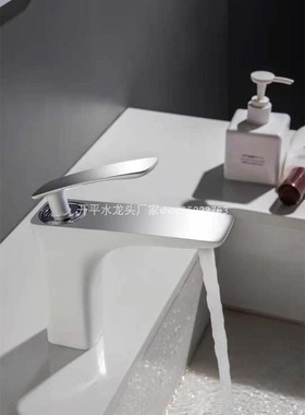 白色黄铜面盆龙头台下盆冷热龙头单孔单把洗脸盆陶瓷阀芯3988实拍