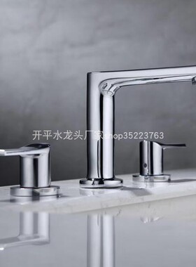 双把三件套分体双把面盆龙头全铜电镀双控 三孔台盆龙头30200实拍