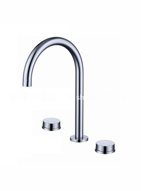 镀铬高弯转动管 双把三件套分体水龙头全铜三孔台盆龙头30574实拍