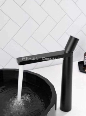 黄铜哑黑水鍍面盆龙头陶瓷阀芯台上盆冷热单孔单把加高30098实拍
