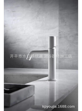 开平优嘉卫浴 H59铜白色面盆龙头单孔 台下盆圆形弯嘴龙头30446