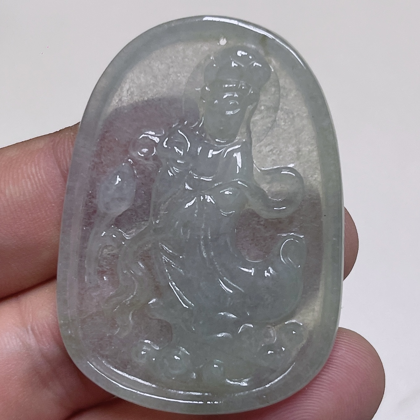 缅甸天然翡翠a货冰种观音吊坠天然玉石男款玉观音项链玉坠