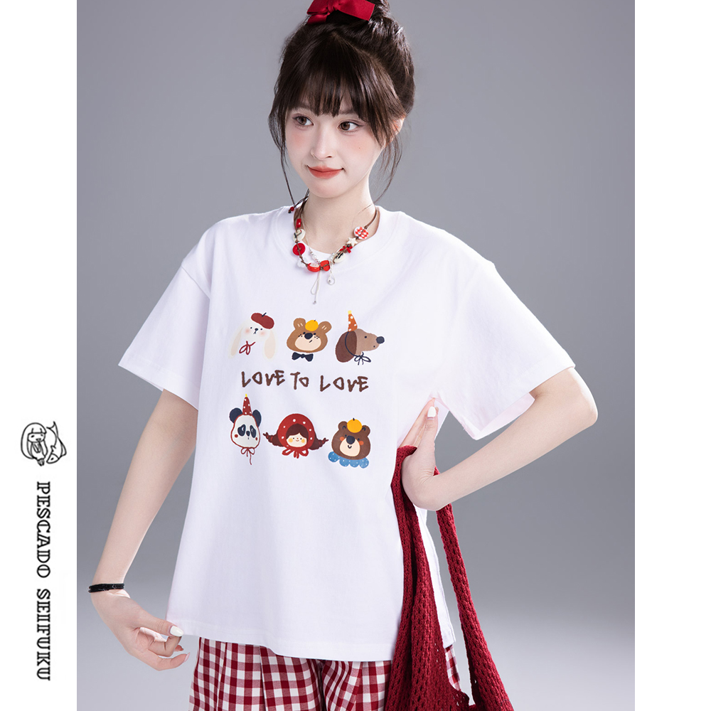 可爱印花短袖T恤女夏甜美小个子