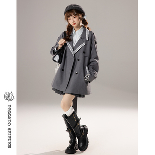 甜鱼少盐[秋日暮色]蕾丝风衣外套女春秋2026巨好看千金小个子上衣