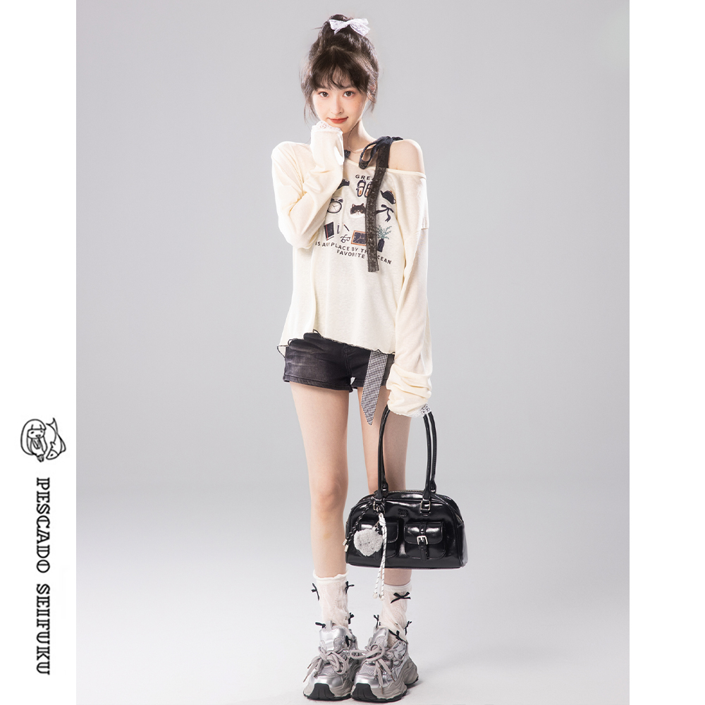 罩衫微透防晒长袖T恤女夏小个子