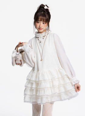 甜鱼少盐[白花语]白色背心连衣裙女2026新款春小个子奶乖蛋糕裙子