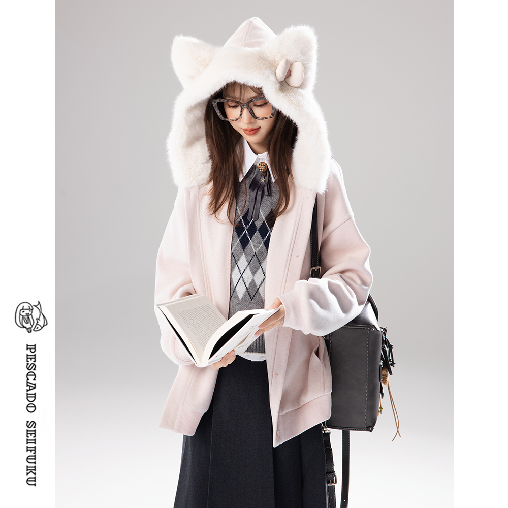 猫耳卫衣外套女2025新款小个子