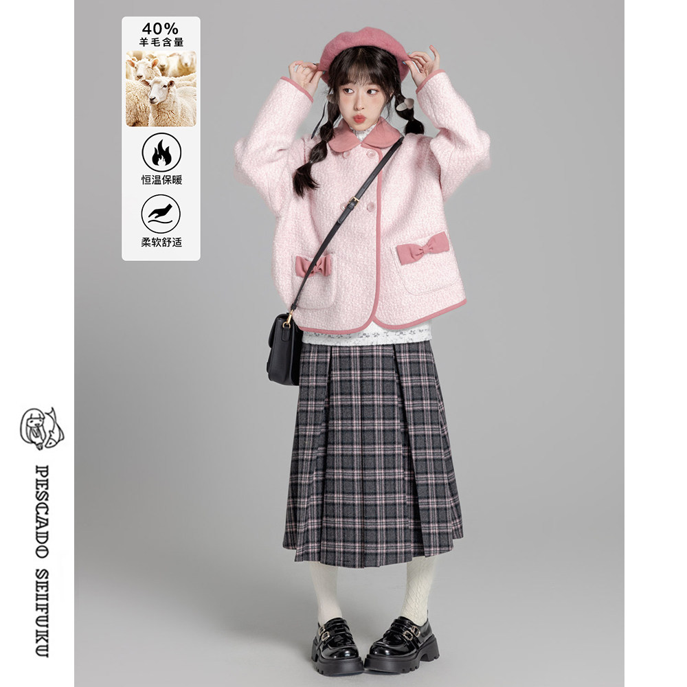 咸鱼衣橱[白桃气泡]羊毛圈圈呢毛呢外套女秋冬甜美小个子短款大衣,女装/女士精品,毛呢外套,淘宝优惠券,粉丝福利购,淘宝优惠卷