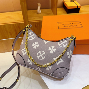 牛角包2026老花女士新款链条斜挎包高级时尚大容量单肩腋下包包潮