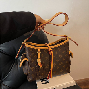 高级感老花通勤小托特包女2025新款大容量百搭单肩腋下包斜挎女包