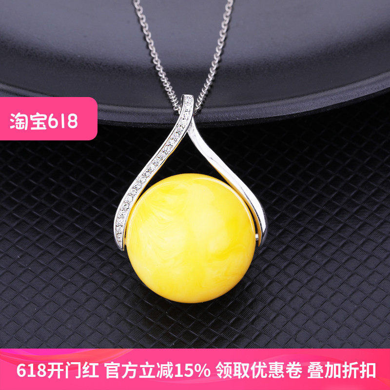 DIY配件扣女S925纯银吊坠扣头镶嵌扣蜜蜡琥珀圆珠银夹扣项链卡扣