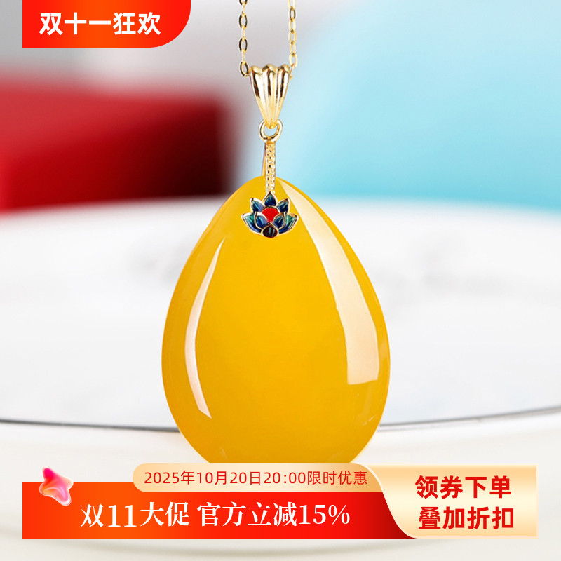 现货S925纯银吊坠扣头玉坠扣子diy民族风翡翠蜜蜡琥珀银夹项链扣