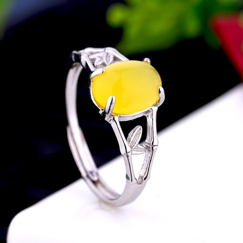 diy蜜蜡琥珀玉石翡翠戒指空托