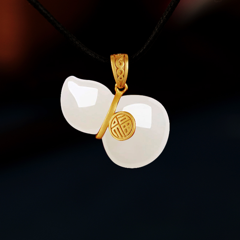 925银吊坠扣翡翠葫芦福袋银夹扣