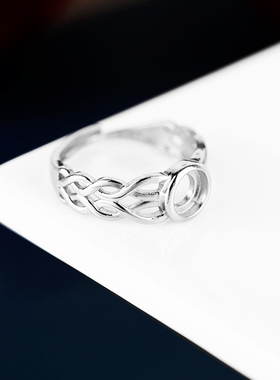 铂银满楼925银戒指空托镶嵌戒面