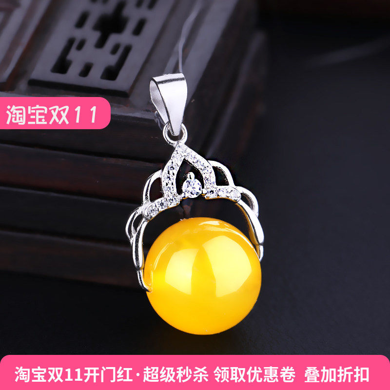925纯银镀金吊坠扣琥珀蜜蜡卡扣