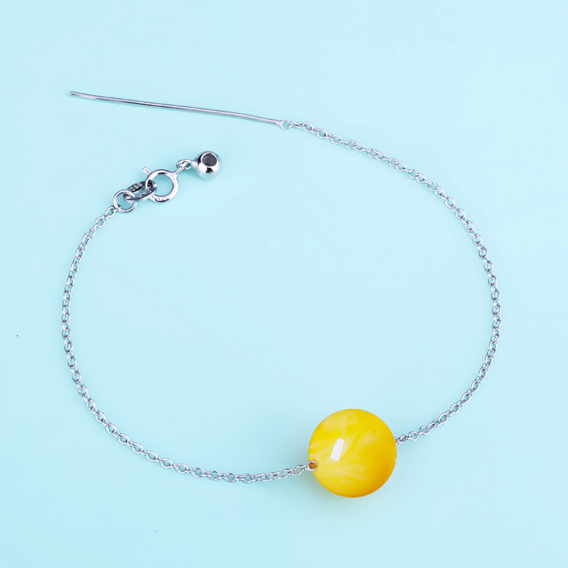 925纯银手链空托O字链带针路路通穿心链镶嵌蜜蜡圆珠珍珠手链托女