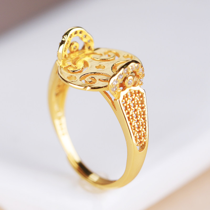 925纯银戒托空托男女戒指空托随形戒指托和田玉翡翠戒托11*14