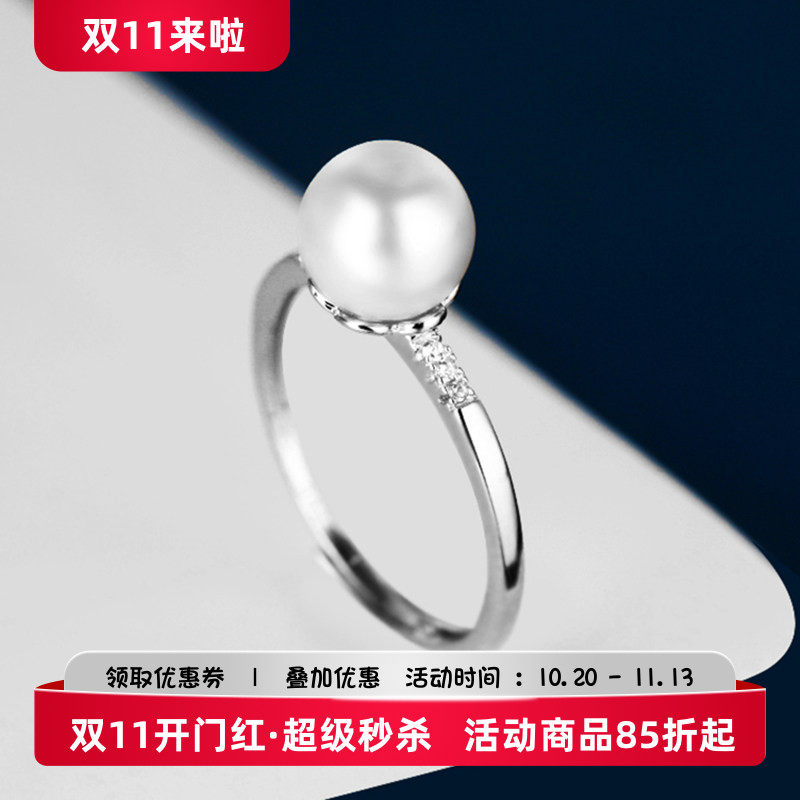 925纯银日韩戒指空托diy女戒指托蜜蜡琥珀绿松石简约珍珠圆珠戒托