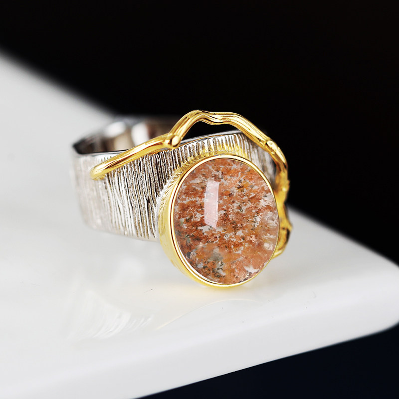 铂银满楼925银戒指空托镶嵌松石