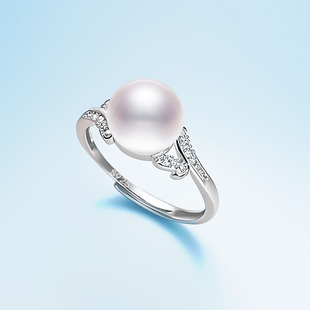 全新珍珠戒托S925纯银戒指空托韩版流行时尚镶嵌翡翠蜜蜡圆珠戒托