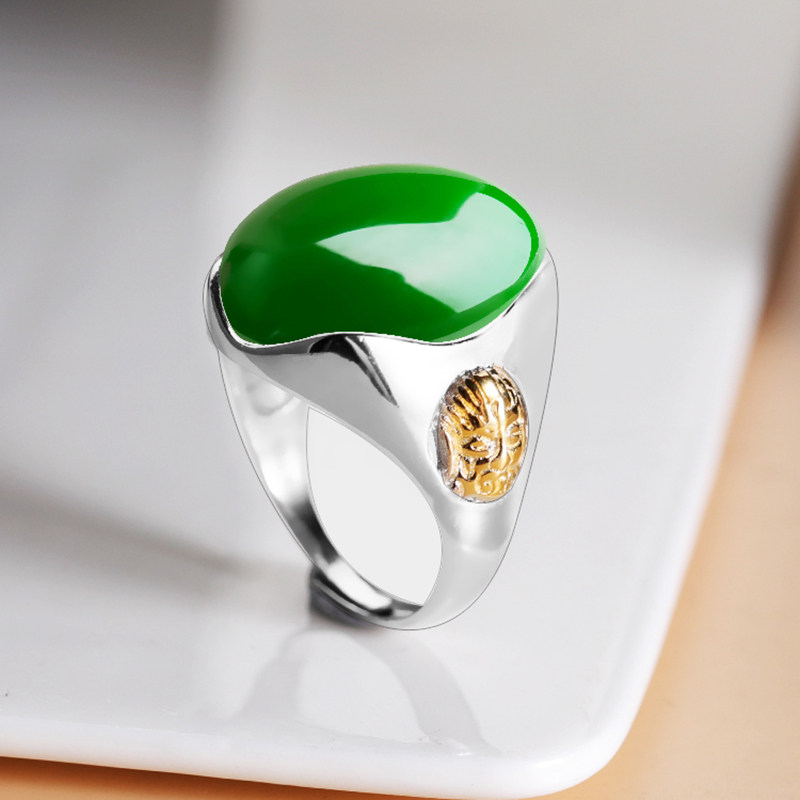 S925银戒指空托镶嵌翡翠松石戒托