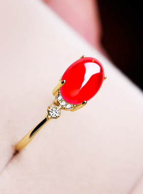 戒指空托女S925银绿松石镶嵌蜜蜡