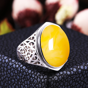 S925纯银戒指空托男款镶嵌绿松石琥珀银饰戒托14*19 16*21 15*20