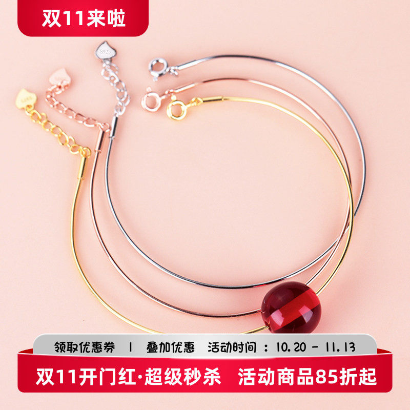 S925纯银螺丝手镯空托女diy串珠螺旋手链可串珠子珍珠穿圆珠空托