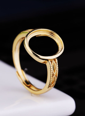 日韩风蜜蜡琥珀玉石翡翠戒指空托