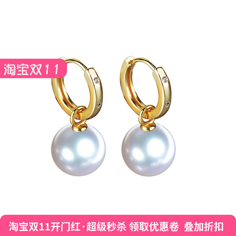 S925银耳环空托镶嵌玉石珍珠耳饰