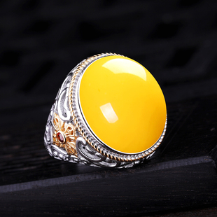 S925纯银戒指空托男款DIY镶嵌绿松石蜜蜡纯银戒指托15*19 15*18