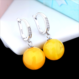 S925纯银耳环空托女和田玉兰花水滴玉石珍珠圆珠耳坠银托银饰耳饰