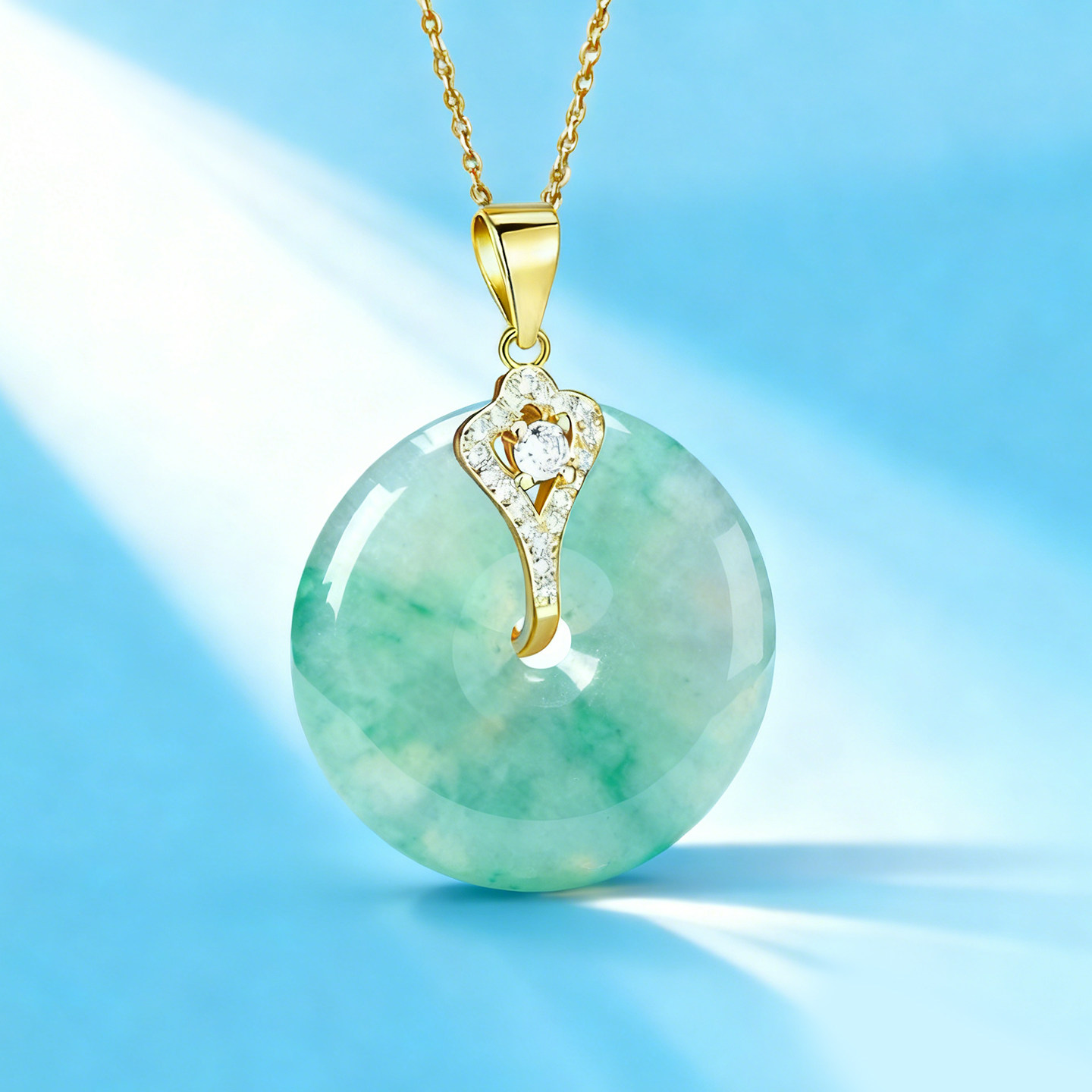 通体S925纯银平安扣夹扣平安石专用扣翡翠玉坠石扣头银夹diy配件