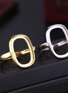 纯银戒指空托蜜蜡戒托镶嵌女日韩