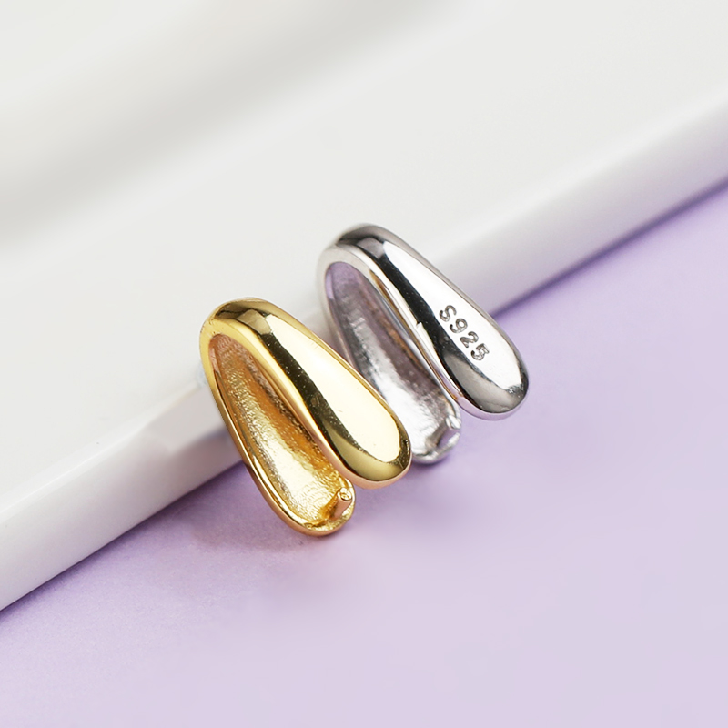 S925银平安石吊坠扣玉石翡翠夹扣