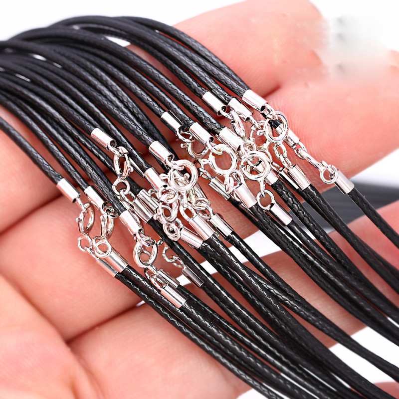 S925纯银银扣皮绳项坠挂坠皮绳女