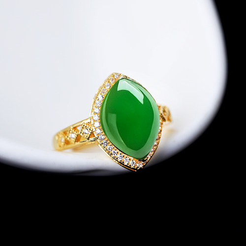 镶嵌戒托女925纯银韩版和田玉