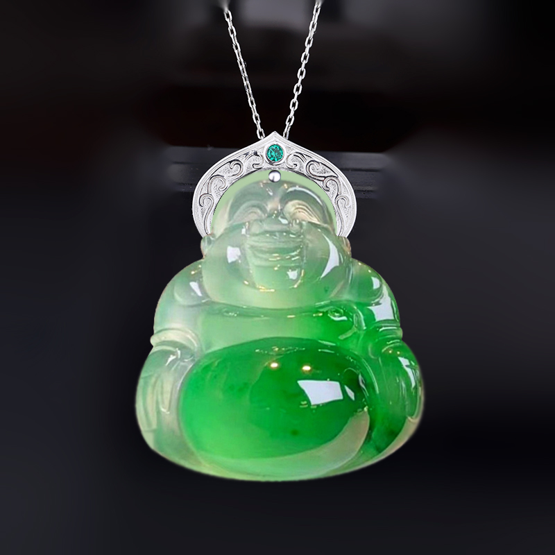 民族风银饰佛公玉器扣头吊坠空托