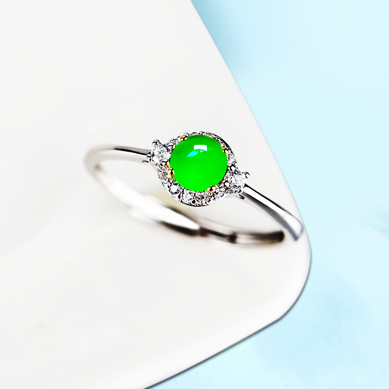 戒指空托女S925纯银韩版翡翠蜜蜡