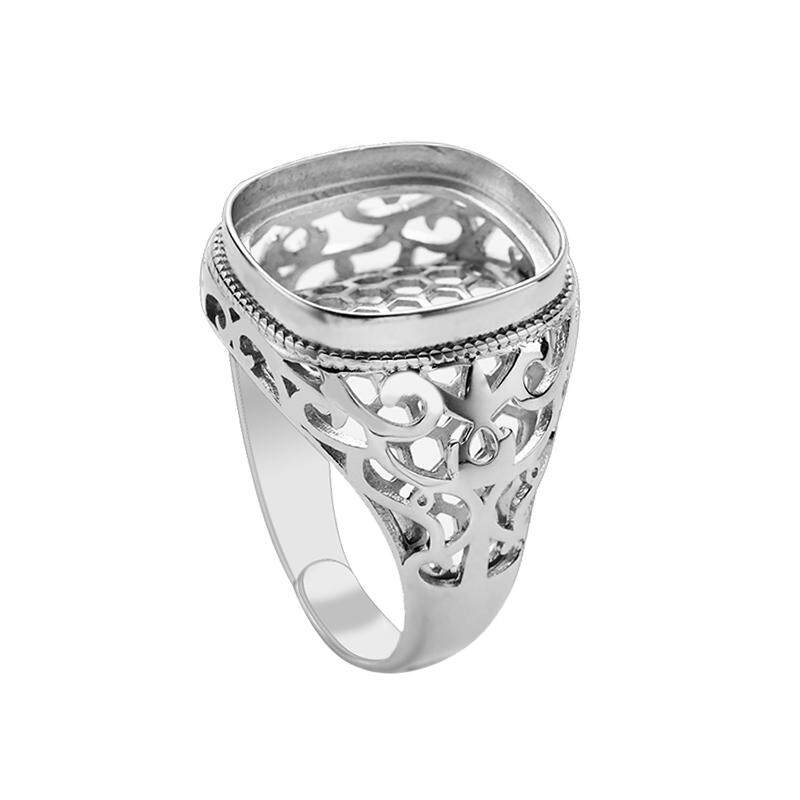 S925纯银戒指空托男绿松石方戒托10*12 11*13 12*14 13*15 14*16