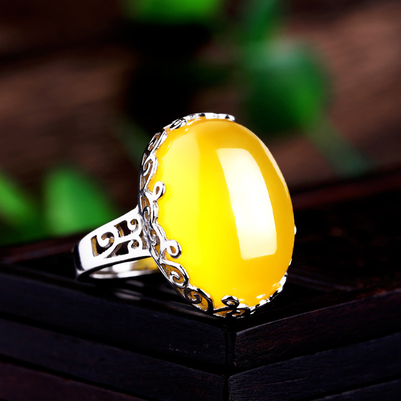 戒指空托925银绿松石女镶嵌戒托