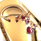 S925银镶嵌天然玛瑙爱心项链耳环手镯 包邮 电镀厚金保色持久 实拍