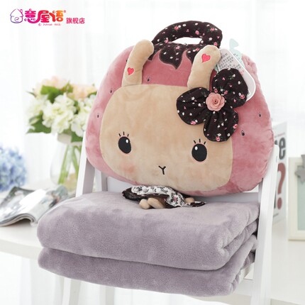 午睡枕头被子汽车抱枕被子两用靠垫被珊瑚绒空调被靠枕加厚毯子