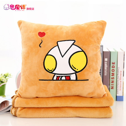 卡通三用暖手办公室午睡抱枕空调法兰绒毯子枕头睡觉被子两用靠垫