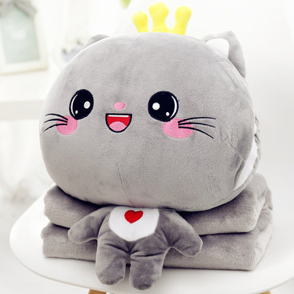 意屋语午睡枕头被子汽车抱枕被子两用靠垫被珊瑚绒空调被靠枕毯