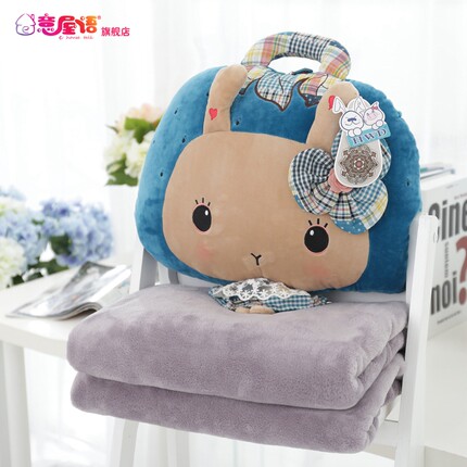 午睡枕头被子汽车抱枕被子两用靠垫被珊瑚绒空调被靠枕加厚毯子